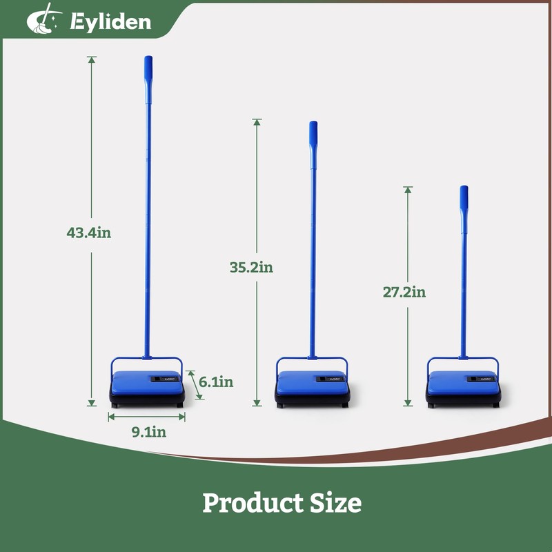 Eyliden Carpet Sweeper, Mini Size Lightweight Hand Push Carpet Sweepers