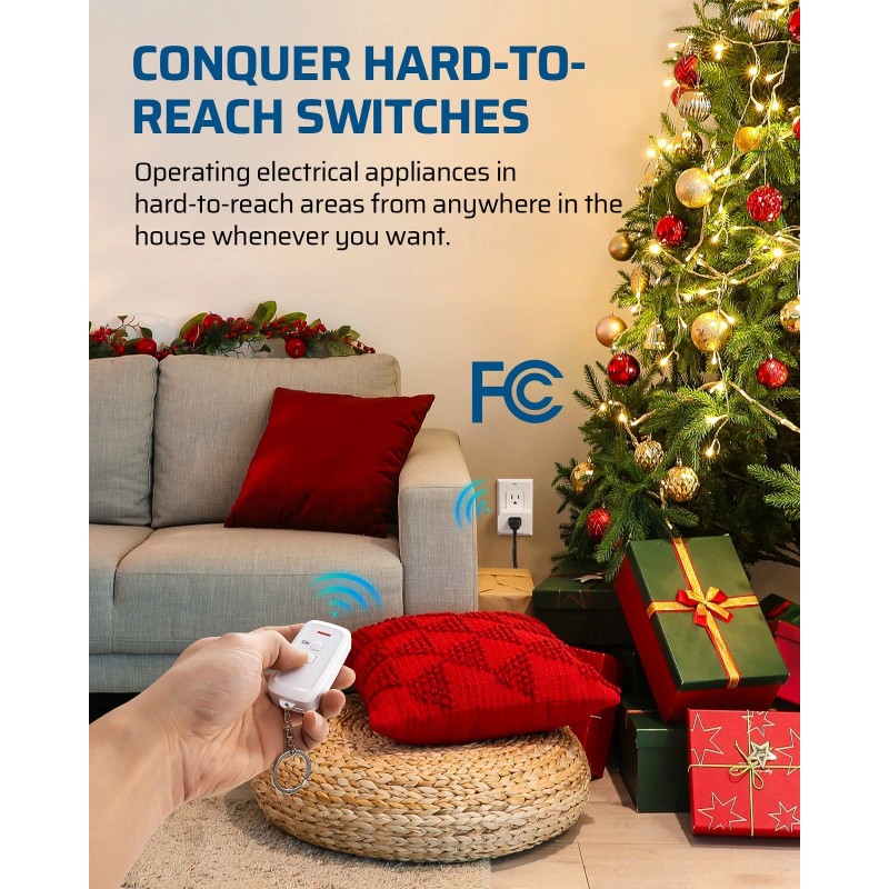 DEWENWILS Remote Control Outlet, Indoor Remote Outlet with 2 Remotes,15A/18