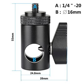 CAMVATE 16mm Light Stand Head with 1/4" Thread Screw Mount for DSLR CameraMonitor/Flashlight