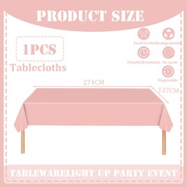 YAAVAAW 137x274cm Baby Pink Plastic Table Cloth Table Cover,Easter Tablecloth Pink Party Table Cloths Table Decoration,Pink Tablecloth Party for Picnic,Baby Shower,Wedding,Girls Birthday Tablecloth