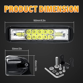 AUXTINGS 6 inch LED Work Light Bar, 24W LED Driving Lamp Spot Flood light 12V 24V Headlight with Mounting Bracket for 4x4 offroad Truck SUV ATV Tractor Motor,2 Pieces