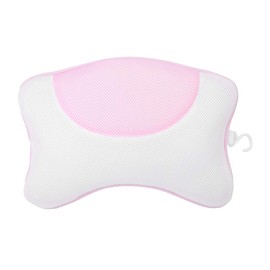 Soft Mesh Bath Pillow Fatigue Relief Relaxation Home Spa Bathtub Pillow with Suction CupPink