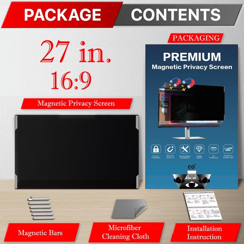 27 Inches Magnetic Computer Privacy Screen Filter | Privacy Shield