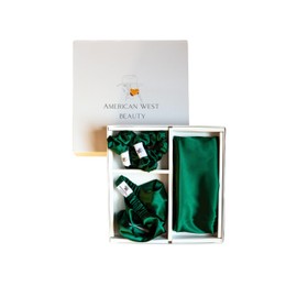 Silk Satin Pillowcase, Gift Set. Queen Size Satin Pillowcase, Satin Scrunchies and Satin Headband (Forest Green) Satin Pillowcase for Hair and Skin. Satin Silk Pillowcase Set. Gifts for Women.