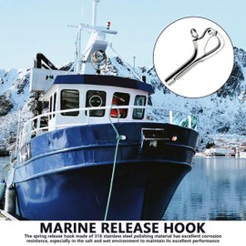 HAIWEN Openable Pelican Hooks Shackle, 316 Stainless Steel Quick Release Hand Rail Guardrails Sup Wire Rope Terminals Board Quick Release Hook Accessories (3'' Overall Length with M6 Rigging Screws)