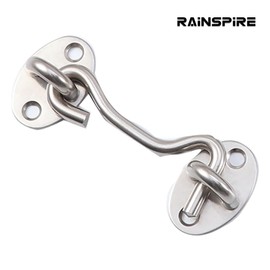 Rainspire (2 Pack) Privacy Hook and Eye Latch for Barn Door, Stainless Steel Gate Latch Barn Door Lock Cabin Hooks for Gate Shutters Window Slide Barn Shed Cabinet Bathroom (Silver, 4 Inch)