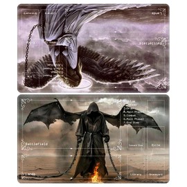 Playmat for MTG with Zones (2 Pack), Card Game Mat Non-Slip Rubber Base and Stitched, 24 x 14 inch TCG Play Mat for MTG and Other Card Games, Devil Angel