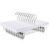 Amber Home 10 Pack White Wooden Pants Hangers with 2-Adjustable