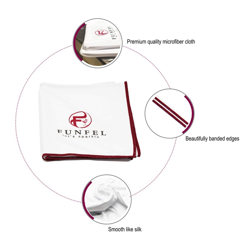 FUNFEL Large Microfiber Glass Polishing Cloth, Lint Streak Free Drying