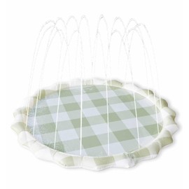 Neutral Gingham Splash Pad for Kids - Outdoor Sprinkler for Kids & Toddlers, Water Mat Sprinkler Toy-Splash Pool 67in
