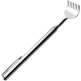 WaigN Silver Telescoping Back Scratcher, Itching Relieve Portable Back Scratcher for Women Men Convenient Massage Tool Stainless Steel Telescoping Back Scratcher Tool, Back Scratchers