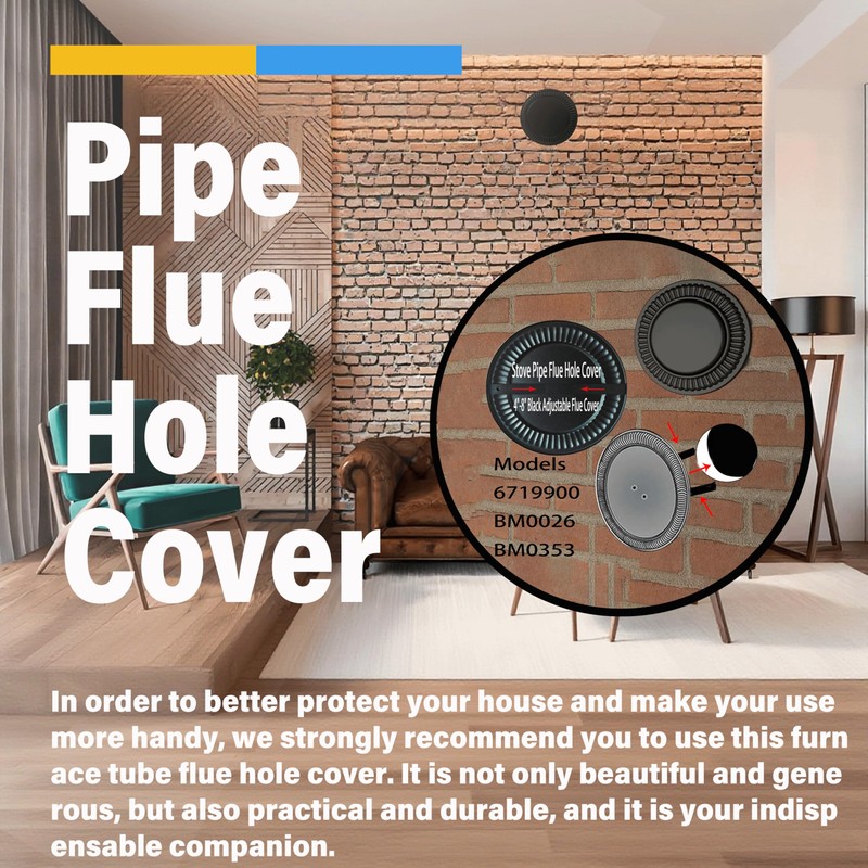 Irnyso Metal Black Fireplace Stove Pipe Flue Hole Cover 6719900
