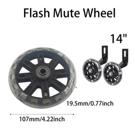 AUXBC 2Pcs Bicycle Training Wheels for 14 Inch Kids Bike, Flash Mute Wheel Stabilizers, Auxiliary Wheels Kit for Children's Bicycles