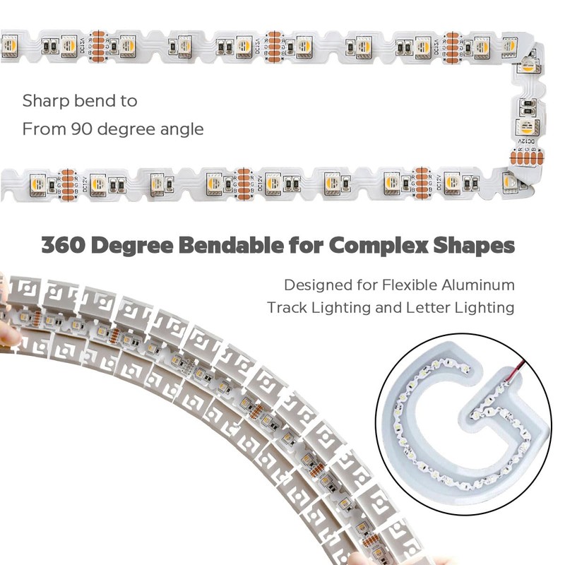 12V 4in1 RGBW LED Strip Lights 360° Bending S Shape