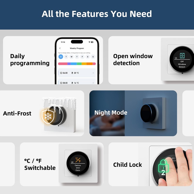 BEOK CONTROLS Smart Thermostat for Combi Boiler, Underfloor Heating Thermostat
