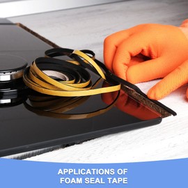 GLOKUUCA Foam Seal Tape - 1 Pack Self Adhesive Soundproof Weather Stripping Door Seal Strip Fits for Doors and Window Insulation - Foam Seal Strips- (50-mm x 2-mm x 16-ft)