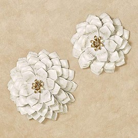 Flower Blossoms Wall Art Ivory And Gold Set of 2