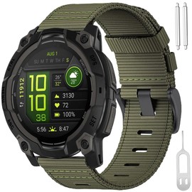 Compatible for Garmin Instinct Watch Band 45mm 50mm Men Women,22mm 26mm Pro Tactical Camouflage Rugged Nylon Bands for Instinct 3 Amoled /2/1/Solar/Tactical/Tide/Esports (Army Green, 45mm=22mm)