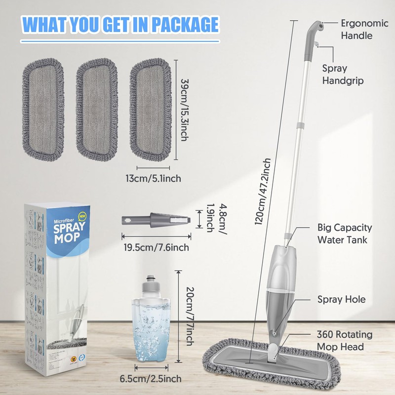 Microfiber Spray Mops for Floors Cleaning: EXEGO Dust Mop Wet