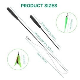 Velmoriah Interactive Cat Toys, 2-Pack Retractable Wand Toy and 9PCS Feather with Bell Refills Interactive Catcher and Funny Exercise for Kitten Indoor Cats