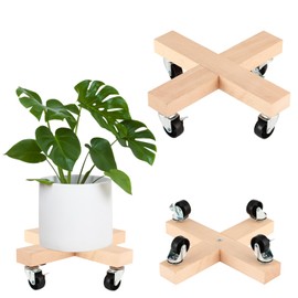 lucpur Wooden Plant Caddy with Wheels 12 Inch Rolling Plant Stand on Wheels Heavy Duty Plant Dolly for Large Plants Plant Roller with Wheels Planter Wheels Base Indoor & Outdoor