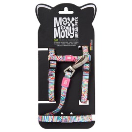 Max and Molly Adjustable Cat Harness and Leash Set - Escape-Proof Cat Harness with Leash for Outdoor Walking and Exploring - (Magic Zebra)