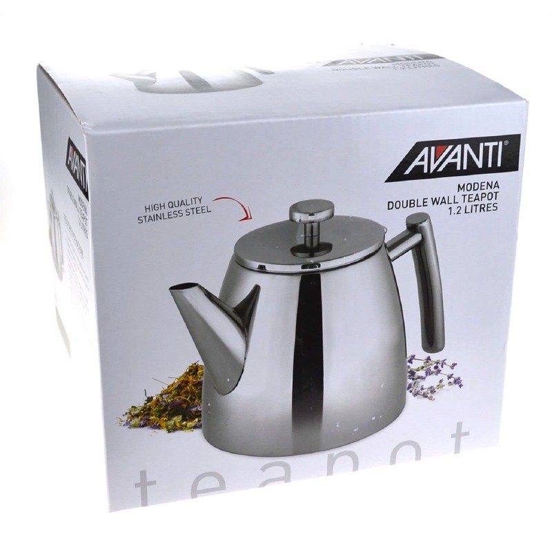 Avanti Modena Double Wall Tea Pot, Silver, 15137