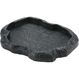 CYTGOUPER Reptilien Wasserschale, Robuste ABS Harz Imitation Rock Wasserschale Terrarium, 18 * 14 * 2cm Schildkröten Wasserschale für Haustier Schildkröte Chamäleon Eidechse (Grün M)