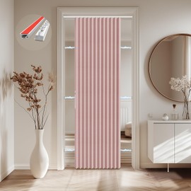Jilron Accordian Door Curtain,Install Adhesive Track 100% Blackout Doorway Curtains,Suitable for Bedroom,Closet,Interior Room Divider,Pink 55" W×78" L,1 Piece