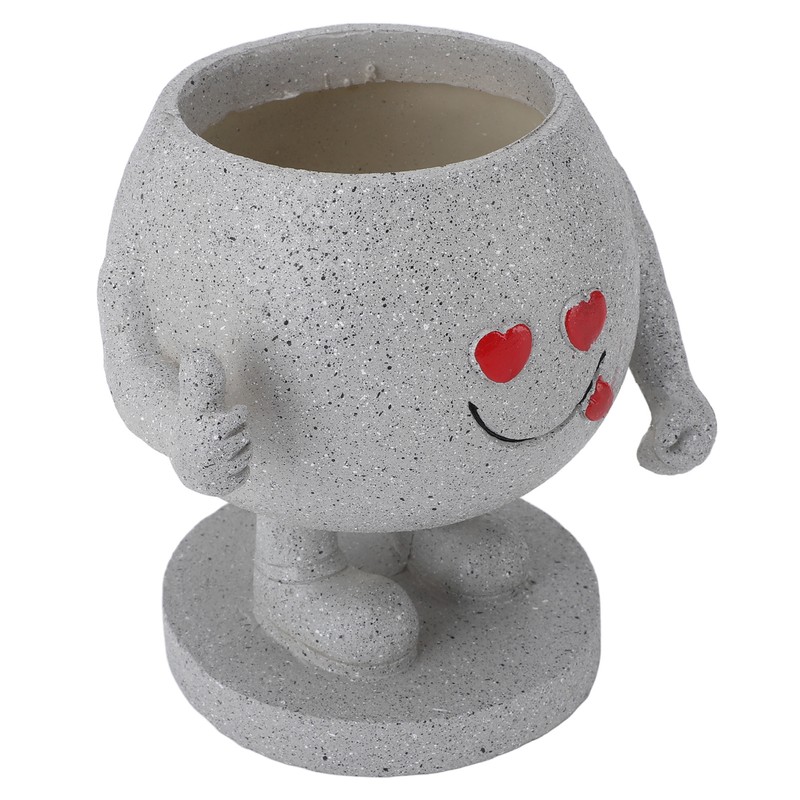 Succulent Pot Adorable Smiling Figure Standing Thumb Up Resin Flower