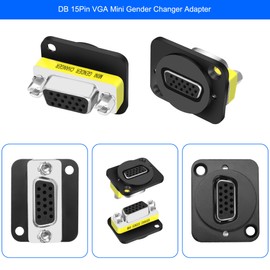 MEIRIYFA DB 15Pin VGA Mini Gender Changer Adapter,DB15 Solder Male to D-Type Female D-SUB HD15 VGA Serial Couper Connector for VGA Cables (Female to Female)