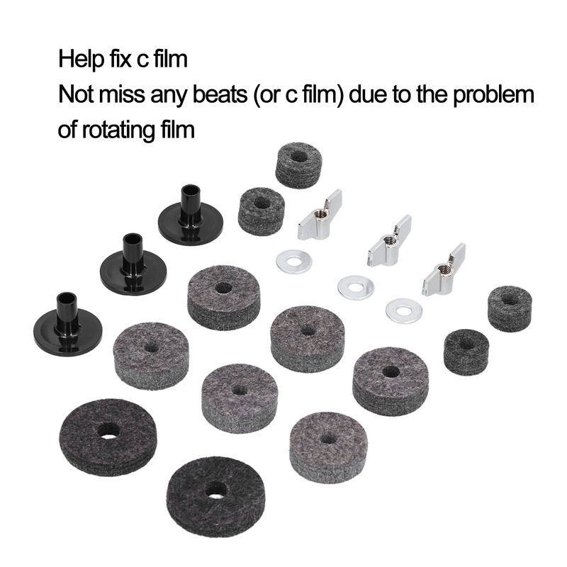 21Pcs Cymbal Felt Clutch Bracket Tube Drum Accessory with Stainless