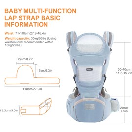 Yangers Breathable Baby Carrier with Detachable Hip Seat – Ergonomic Sling for Newborn to Toddler (0, 3, 6, 12-36 Months) – 3 Carry Modes, Adjustable Straps, Storage Pockets, Cotton & Mesh Fabric