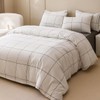 CLOTHKNOW Plaid Queen Size Comforter Set 3Pcs White Black Bedding