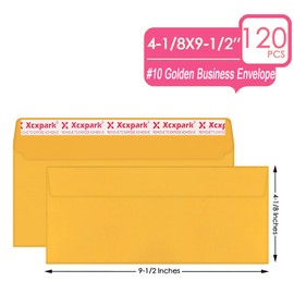 Xxcxpark 120 PCS #10 Golden Self Seal Kraft 4-1/8 x 9-1/2 inches Security Envelopes, Windowless Invisible Envelopes Super Strong Quick Seal Envelopes Security Tint Pattern Secure