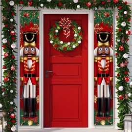 Black Christmas Decorations Christmas Soldiers Banner Door String Porch Banner Outdoor Decorations Xmas Winter Holiday Home Board Wall Hanging