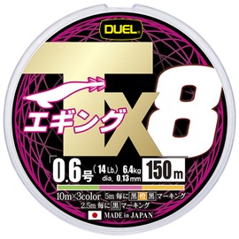 DUEL PE Line Fishing Line Tx8 Egging 【Line Fishing Line Fishing Gear High Strength High Sensitivity Strong Long-lasting】 No. 0.6 Egging 150m 3COLOR 3-color Marking