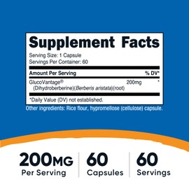 Nutricost Dihydroberberine Capsules (200mg, 60 Capsules) - More Bioavailable Metabolite of Berberine
