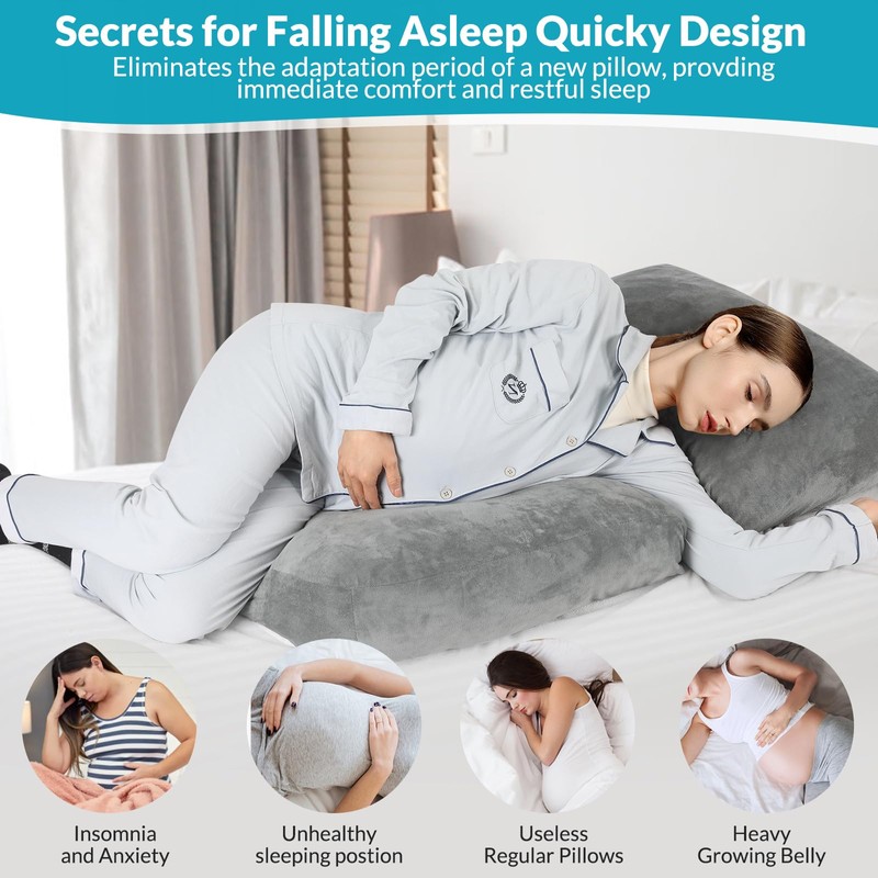 Pregnancy Pillows for Sleeping, 45.3 Inch Pregnancy Massage Pillow Full