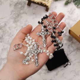 Needzo Wedding Rosary Set, His and Hers Bride and Groom Rosaries, Catholic Traditions, 21.5 Inches