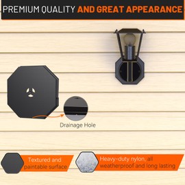 Vinyl Siding Mounting Plate, 130110006002 Octagon Siding Mounting Blocks for 1/2 inch Lap Double and 4 inch, Black 1 Pack