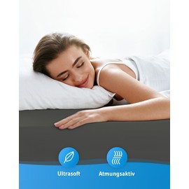 Fitted Sheet 180 x 200 cm Made of 100% Natural Cotton, The Breathable and Lint-Free Alba Bed Sheet is Elastic and Soft, Designed in Germany, Durable Jersey Duvet Cover, 180 x 200 cm