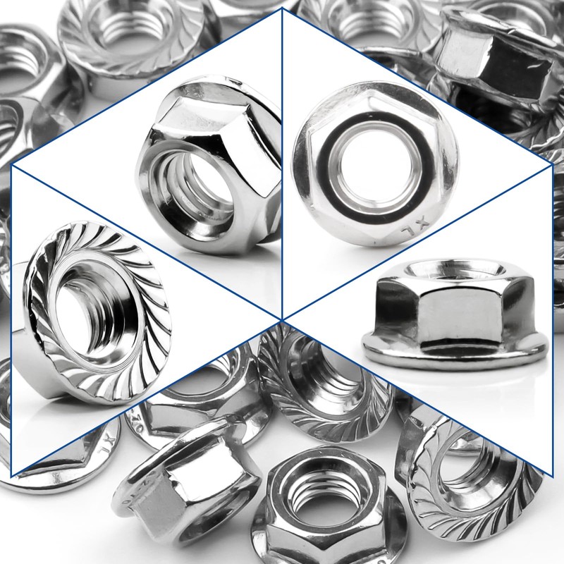 Mbsomnus Pack of 60 M6 Nut Flange Nuts with Locking