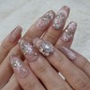 Rose gold shell butterfly handmade nail tip - long ballerina