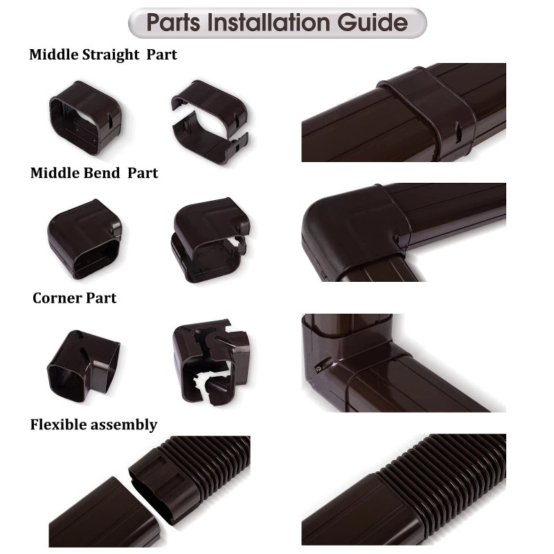 LyPrem Brown 16.5Ft Mini Split Line Set Cover 4" PVC