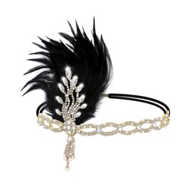 FRCOLOR Feather Headband Rhinestone Flapper Headdress 20s Style Flapper Hair Band Great Women's Fancy Dress Costume Accessories