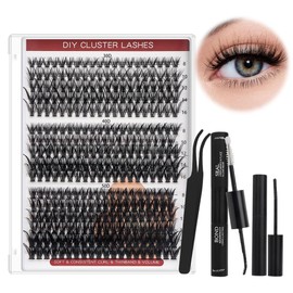 Kit De Extensión De Pestañas,Pestañas Postizas Kit Completo DIY,Extensión Pestañas,Todo En 1 Kit de Pestañas Mezcla 30D 40D 50D,Con 320 Pestañas Individuales, Pinzas De Pestañas En Racimo Kit De
