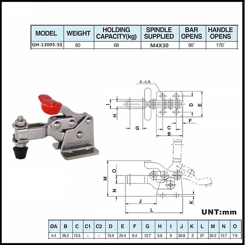 Quick Release Vertical Toggle Clamp 150lb Holding Capacity Woodworking Fixture