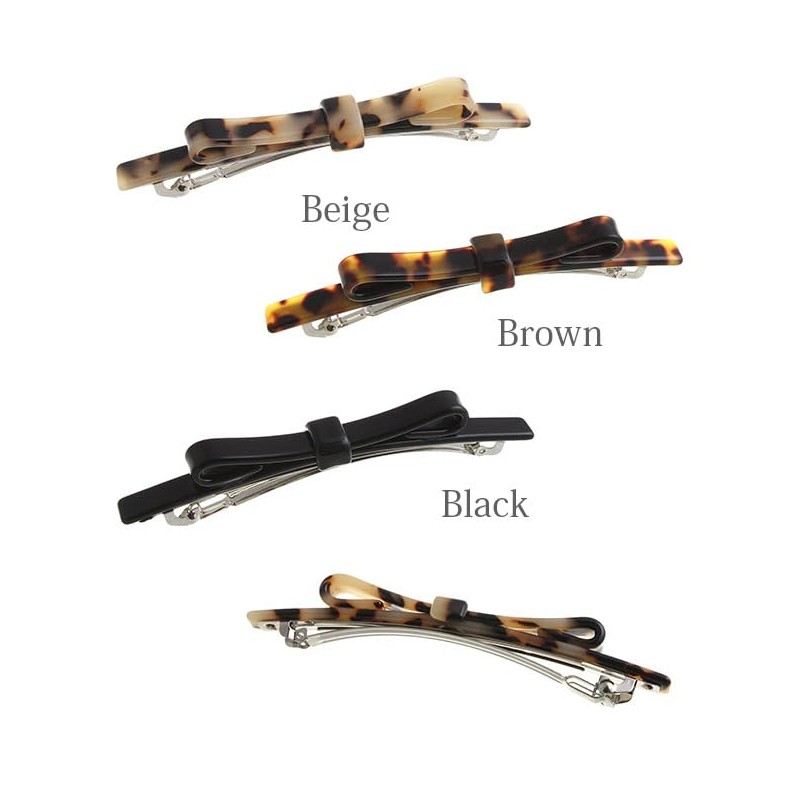 VingTAINE H7047-BR- Tortoise Shell Style Thin Ribbon Barrette Marble Thin