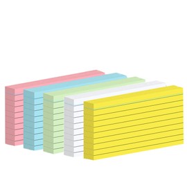 Fhlbestyu Index Card A7, 500 Pieces, 7.4 x 10.5 cm Lined Index Card for Mark, Recipe Recording, Leave a Message, Learn on the Go Vocabulary (5 Colours Packed)